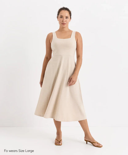fit & flare square neck dress