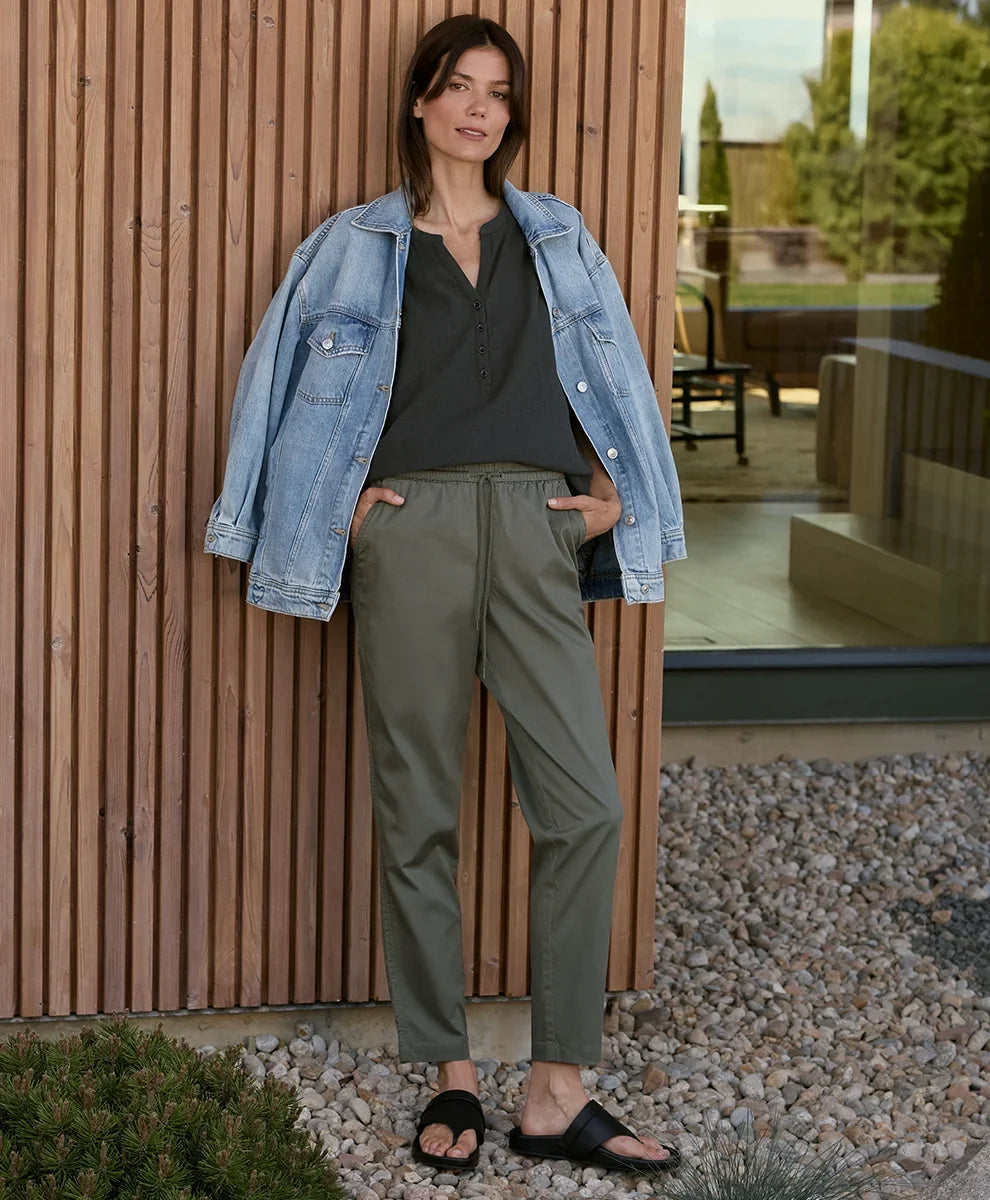 clearance daily twill ultra-high rise tapered pant