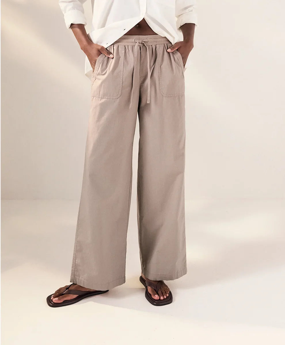 clearance stretch poplin wide leg pant