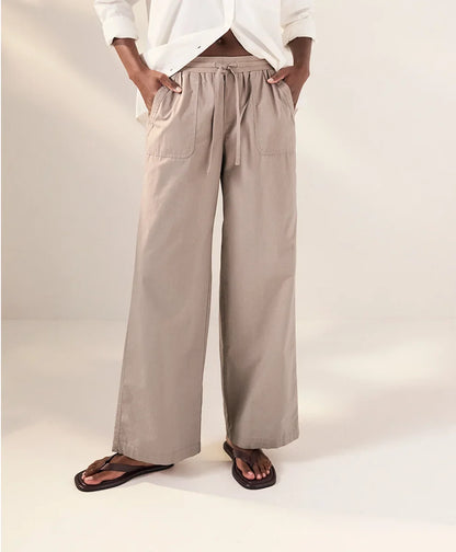 clearance stretch poplin wide leg pant