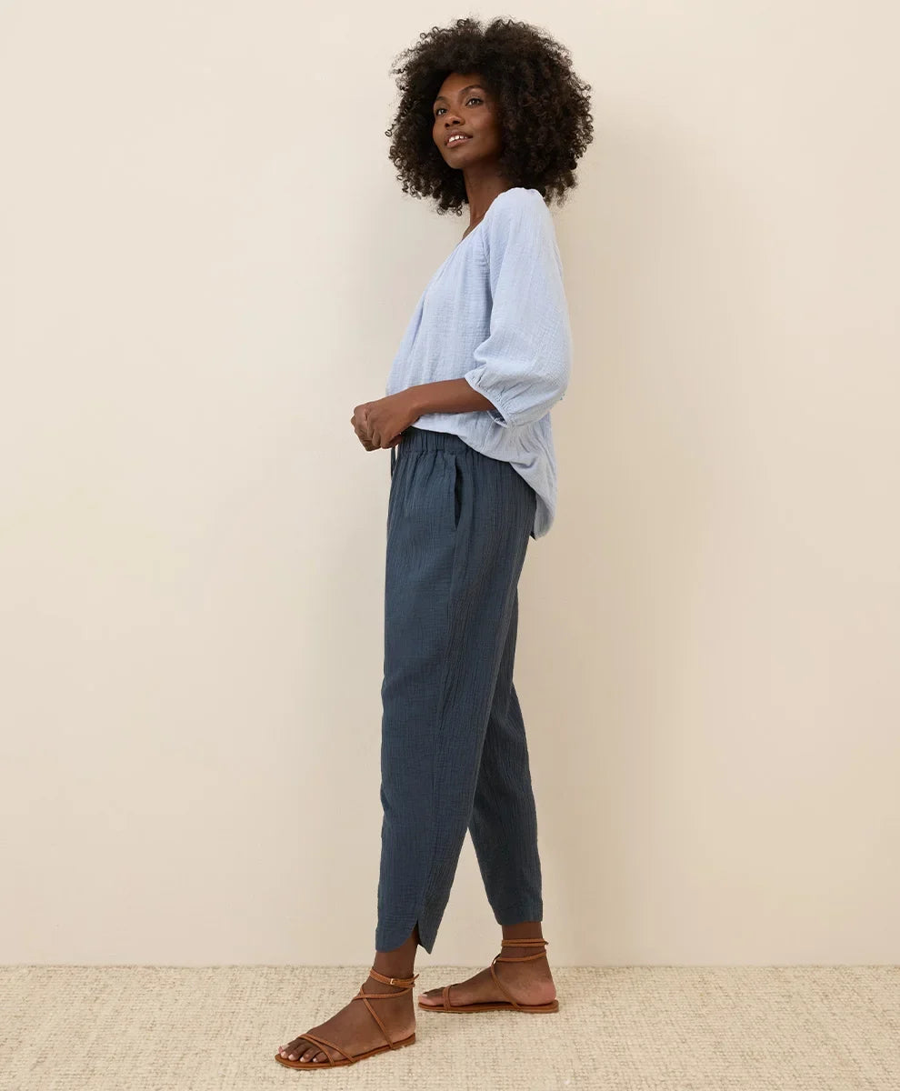 clearance coastal double gauze tapered pull-on pant