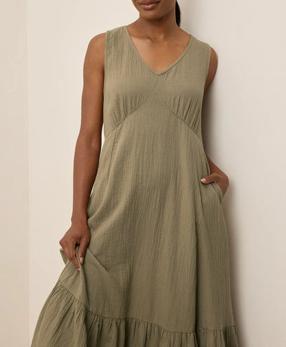 clearance coastal double gauze beach to brunch maxi dress