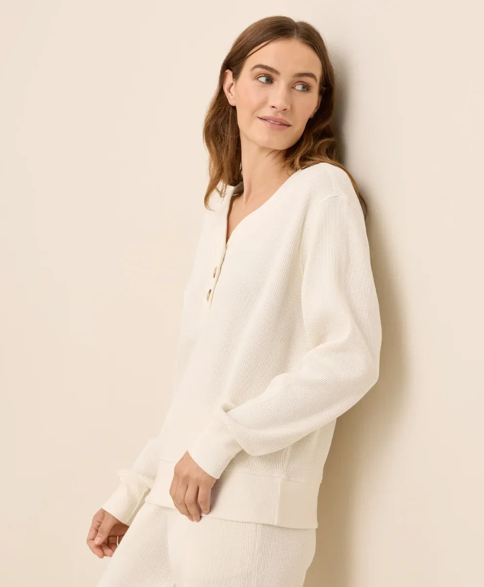 clearance thermal waffle henley pullover