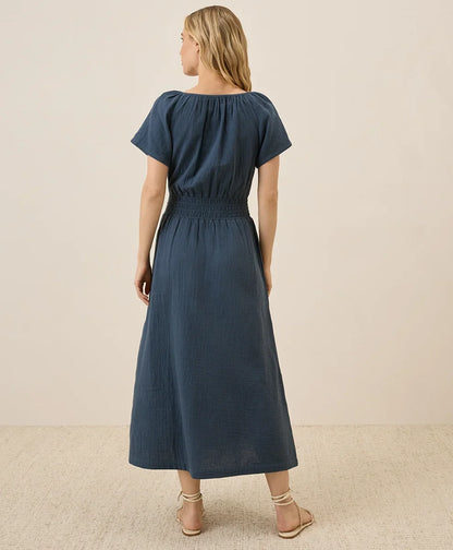 clearance coastal double gauze boho midi dress