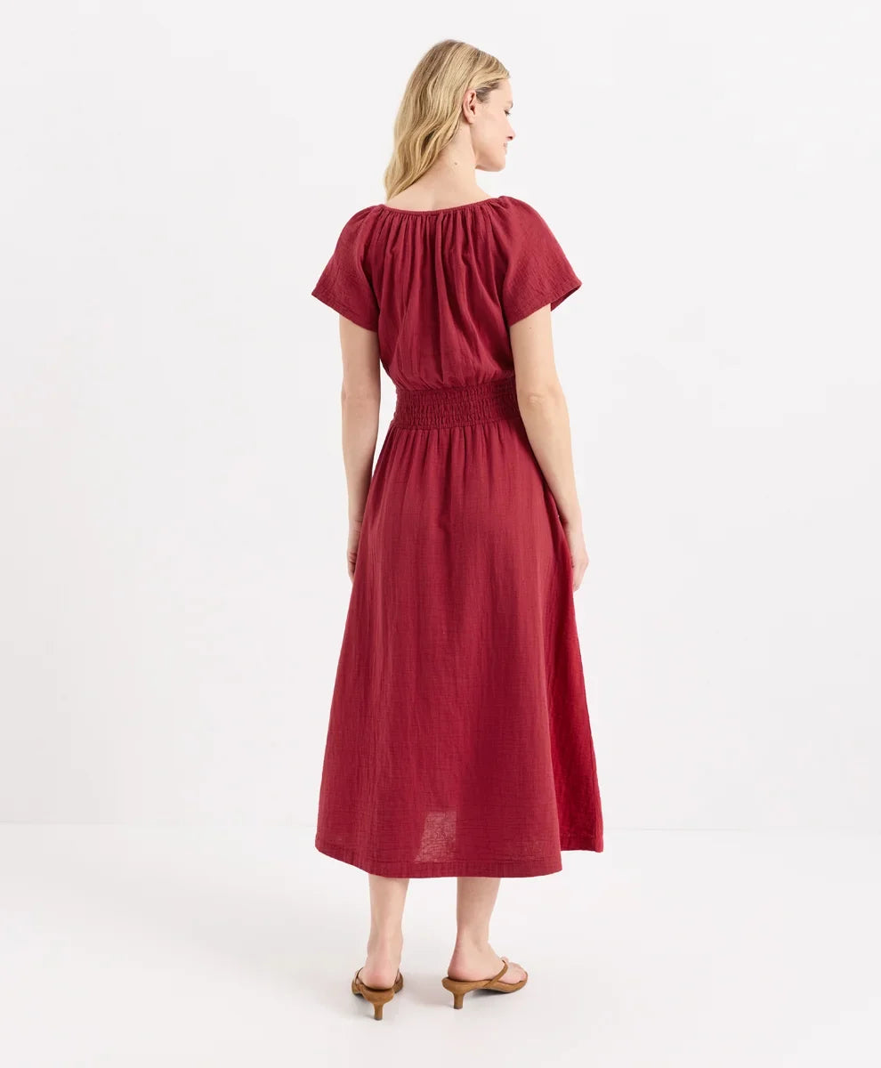 coastal double gauze boho midi dress