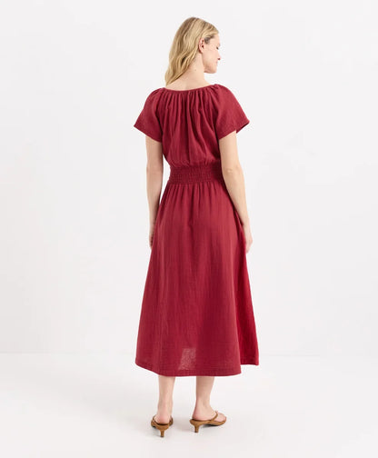 coastal double gauze boho midi dress
