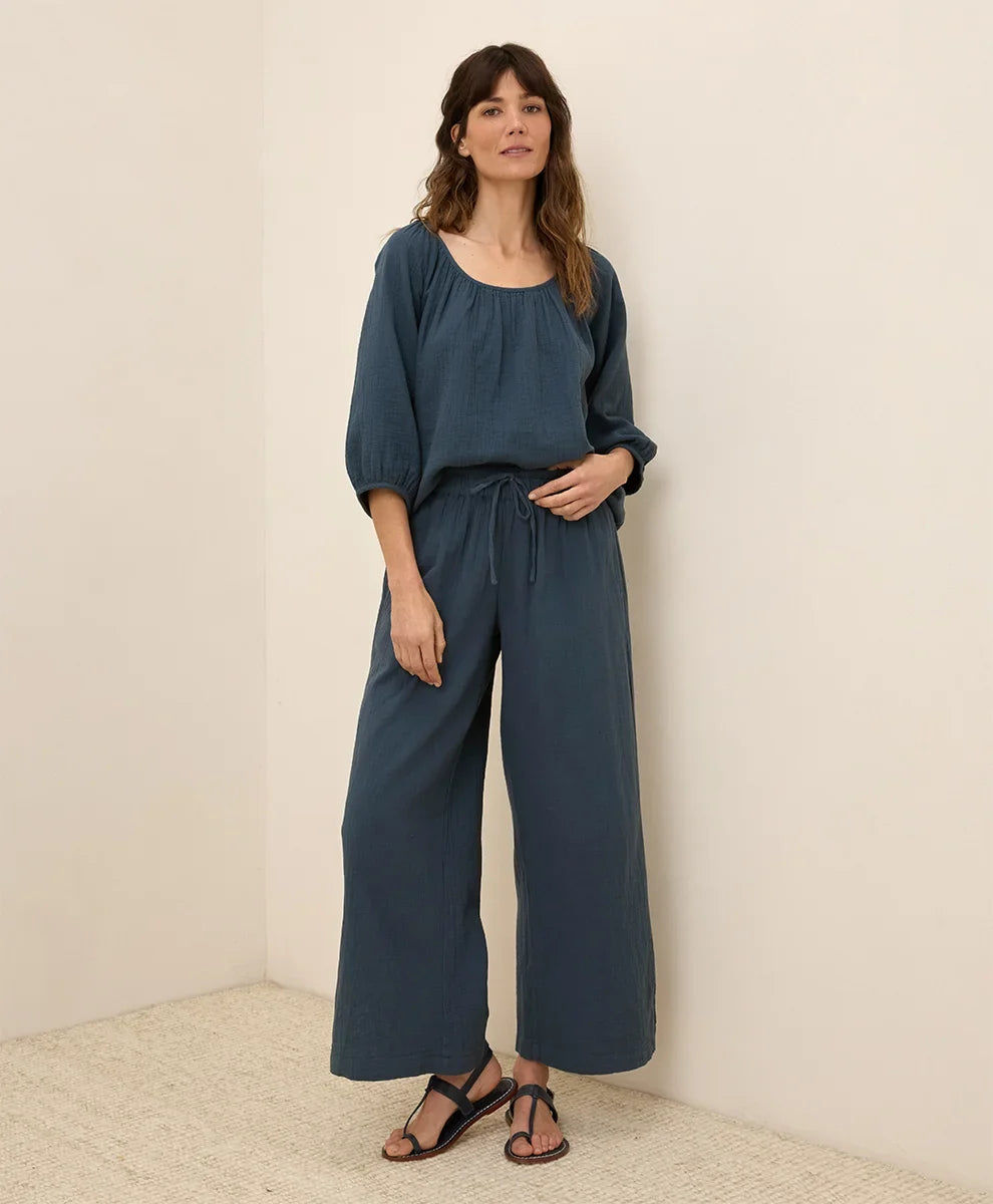 clearance coastal double gauze split hem pant