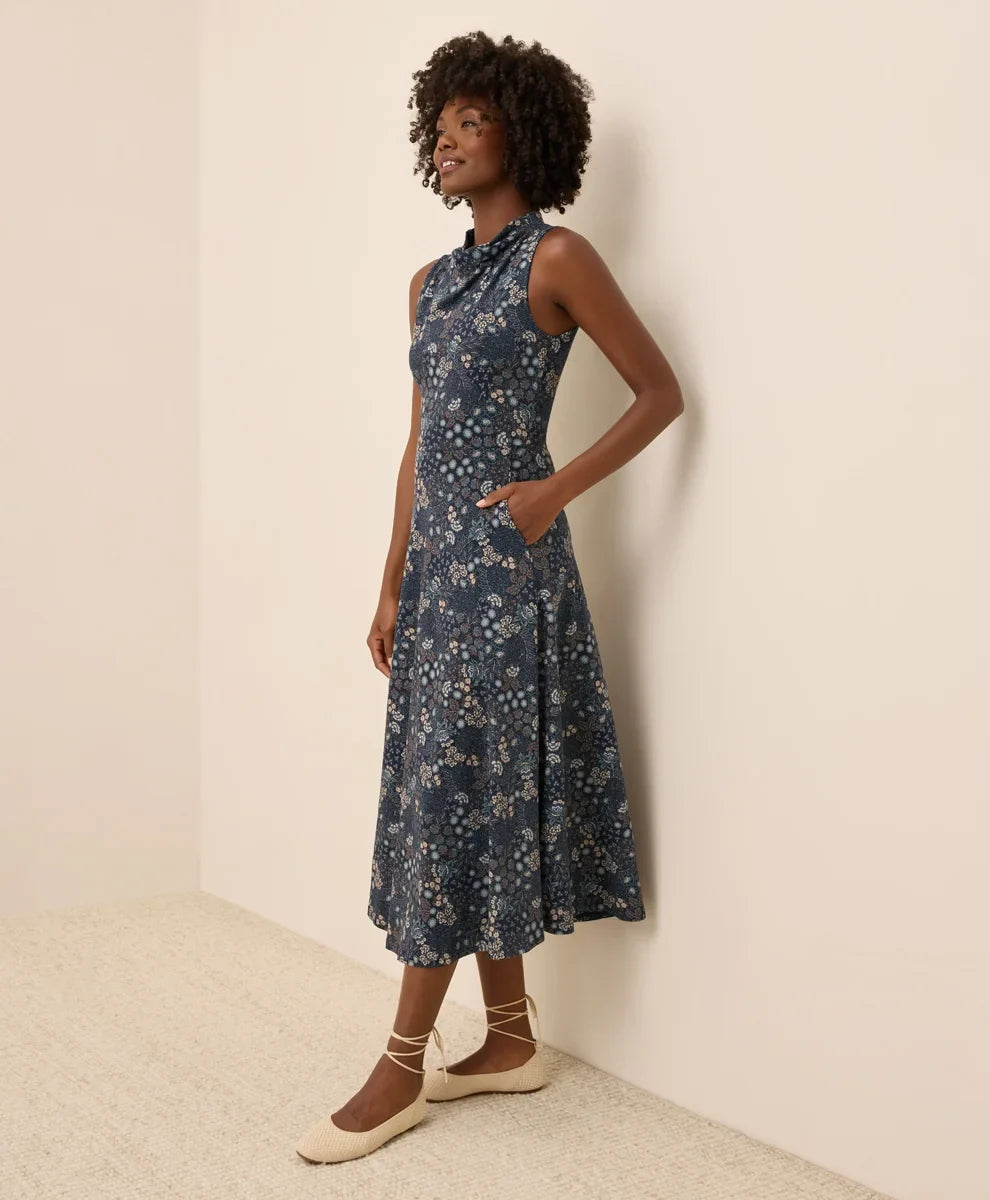 clearance fit & flare cowl neck dress