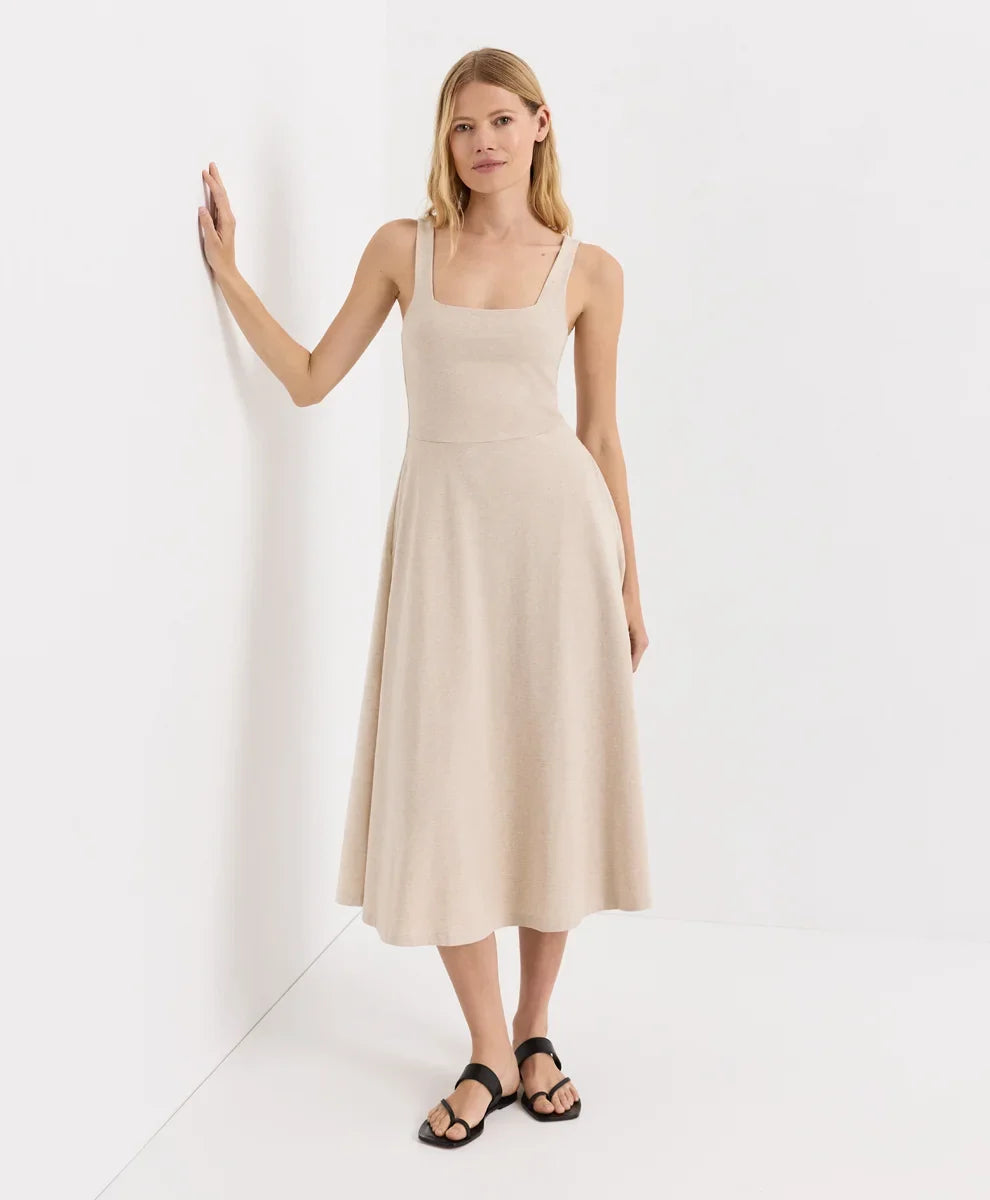 fit & flare square neck dress
