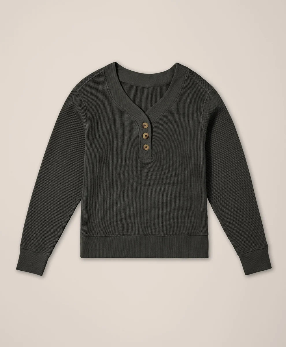 clearance thermal waffle henley pullover