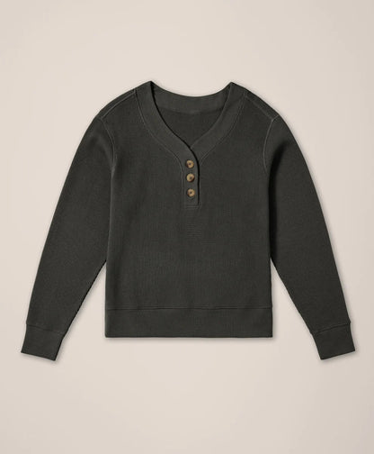 clearance thermal waffle henley pullover