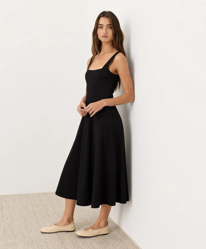 fit & flare square neck dress