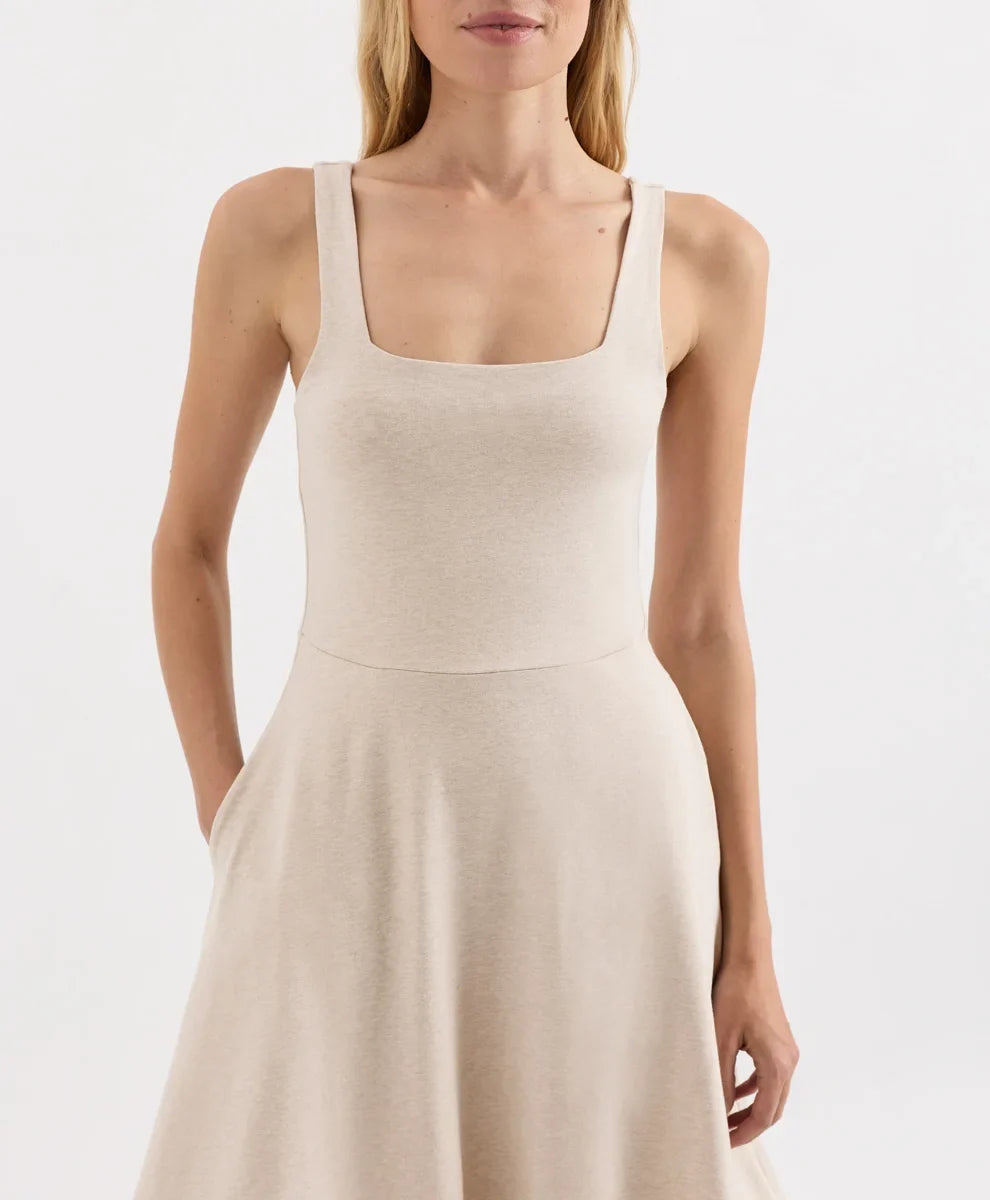 fit & flare square neck dress