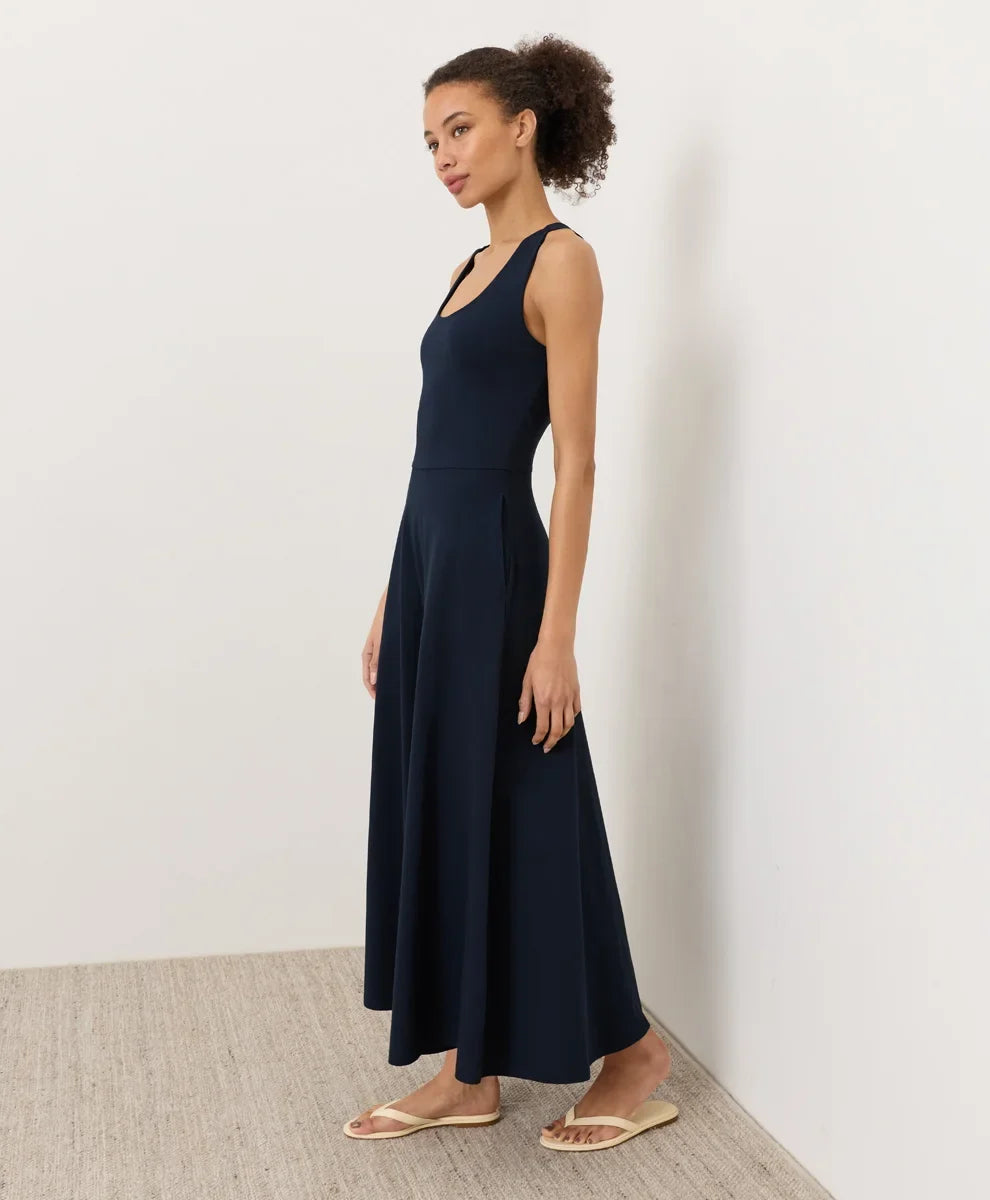 clearance fit & flare open back maxi dress