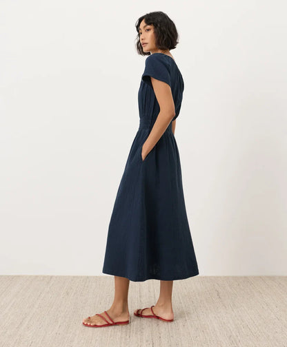 coastal double gauze boho midi dress