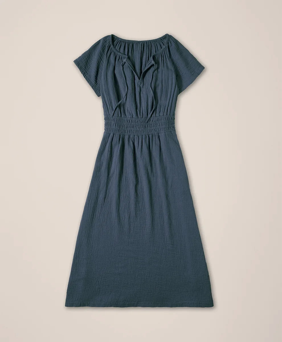 clearance coastal double gauze boho midi dress