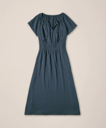 clearance coastal double gauze boho midi dress