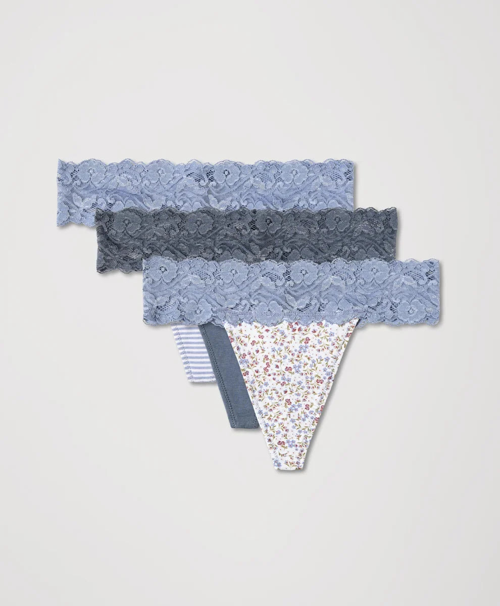 clearance lace waist thong 3-pack