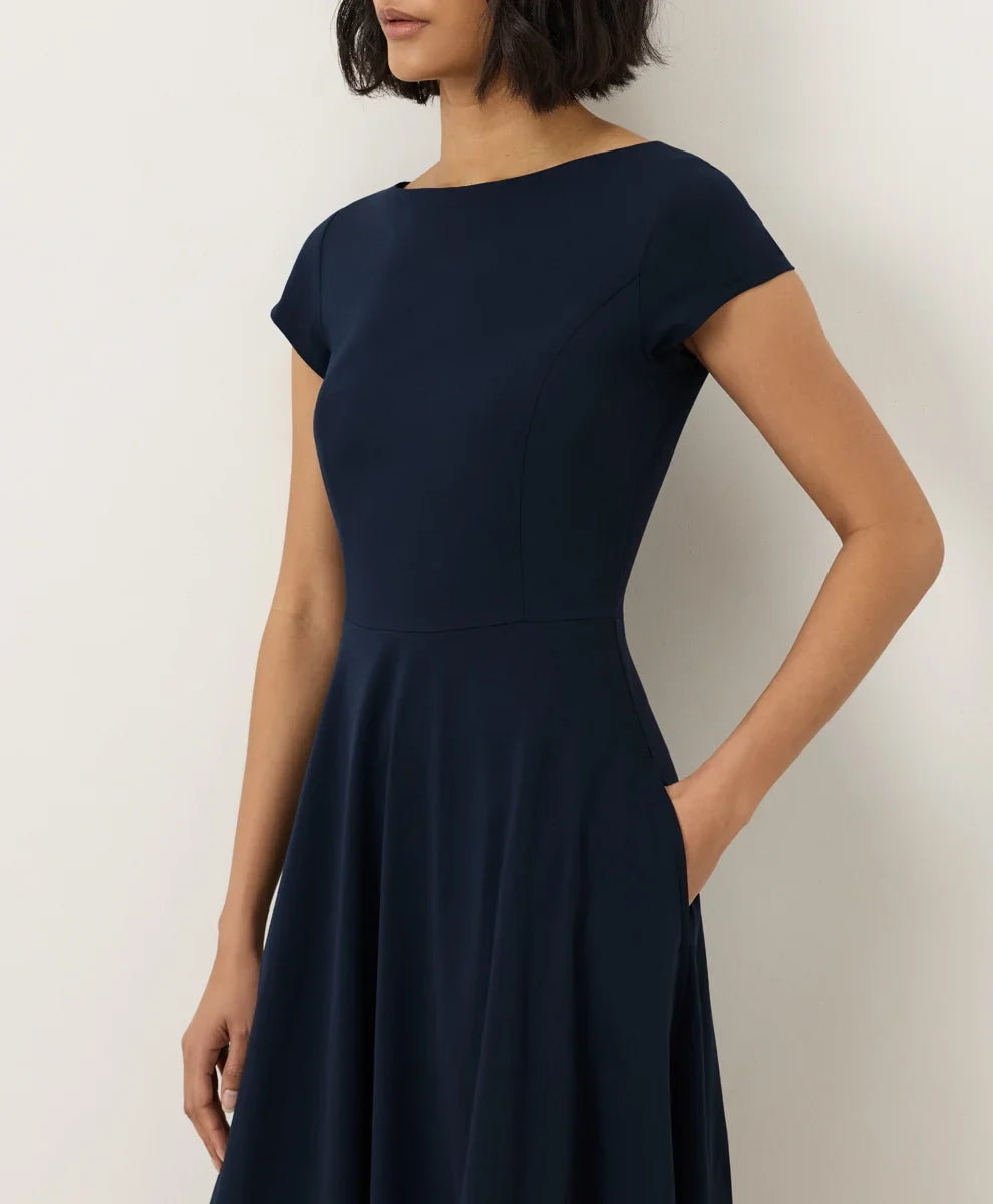 fit & flare ballet neck dress