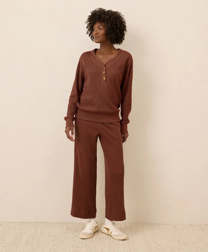 clearance thermal waffle wide leg pant