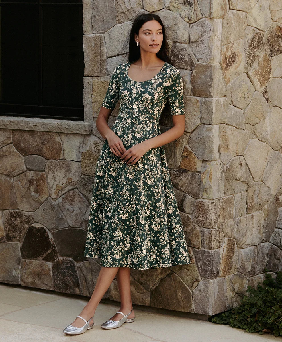 clearance fit & flare signature scoop dress