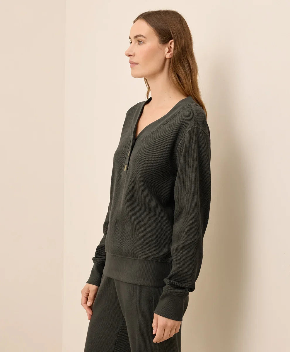 clearance thermal waffle henley pullover