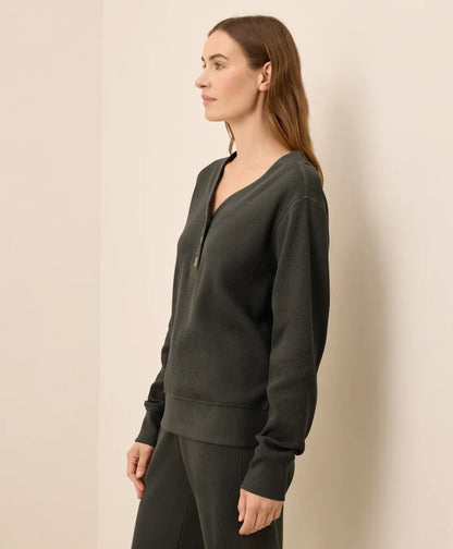 clearance thermal waffle henley pullover