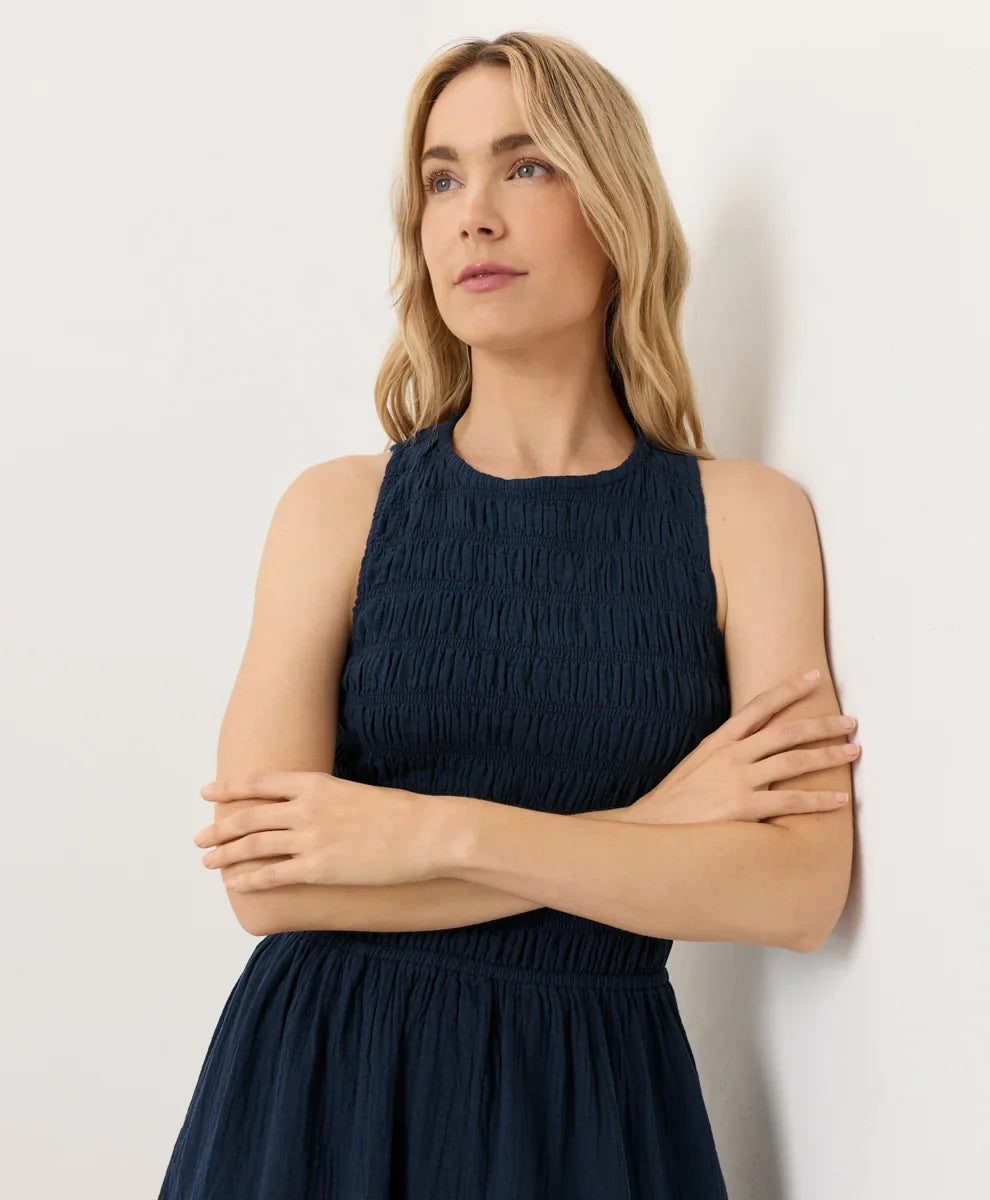 coastal double gauze smocked dress