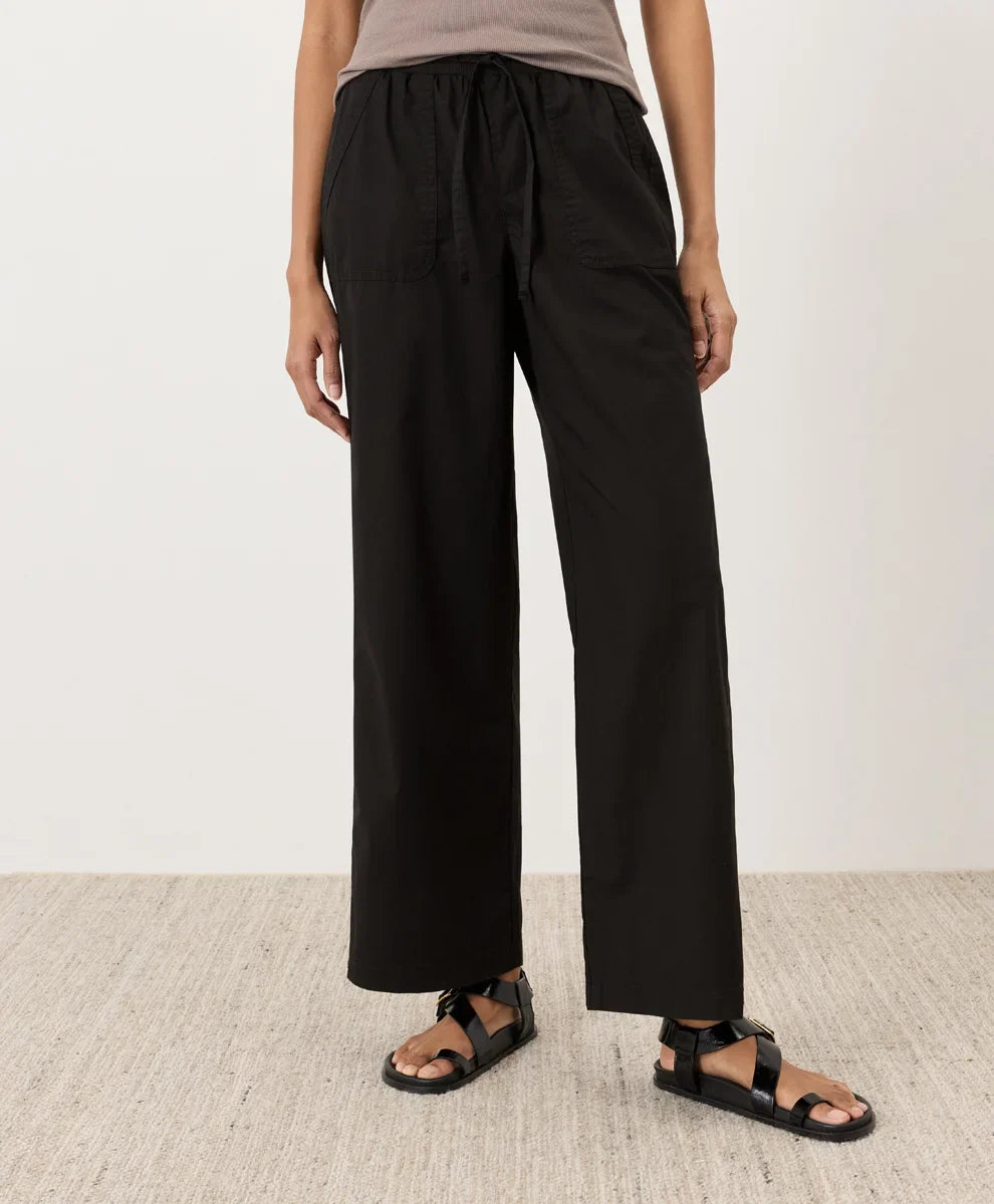 clearance stretch poplin wide leg pant