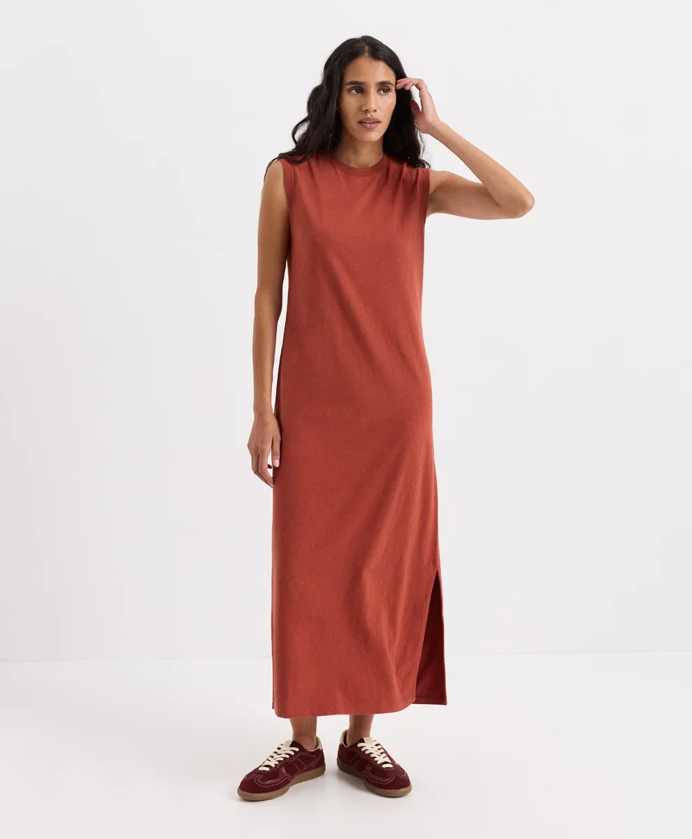 soft-slub essential easy muscle tee maxi dress