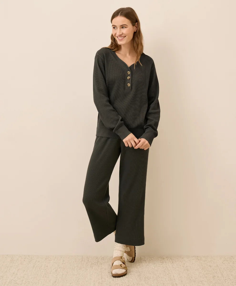 clearance thermal waffle henley pullover