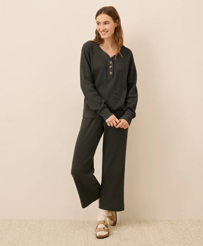 clearance thermal waffle henley pullover
