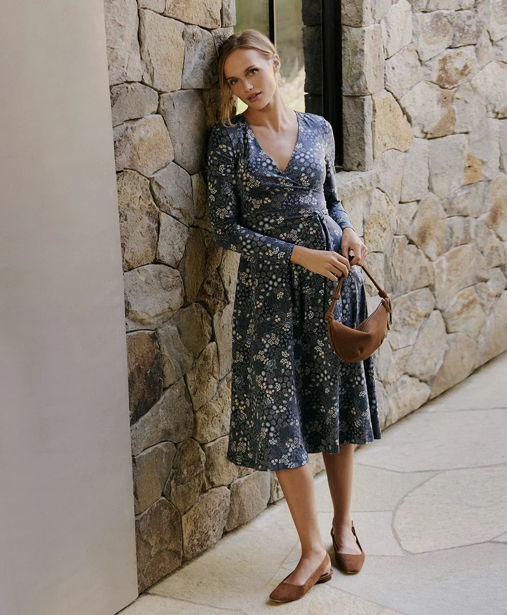 clearance fit & flare wrap dress