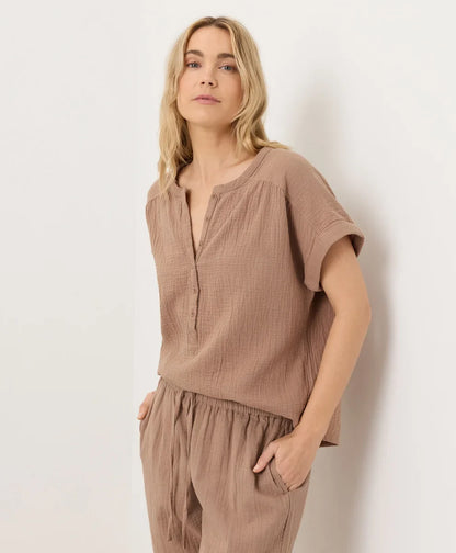 clearance coastal double gauze short sleeve popover