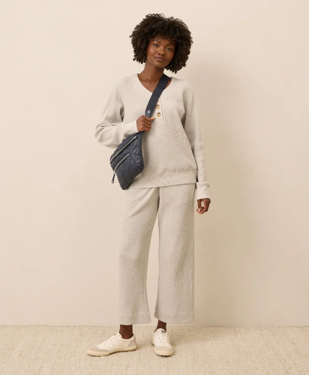clearance thermal waffle wide leg pant