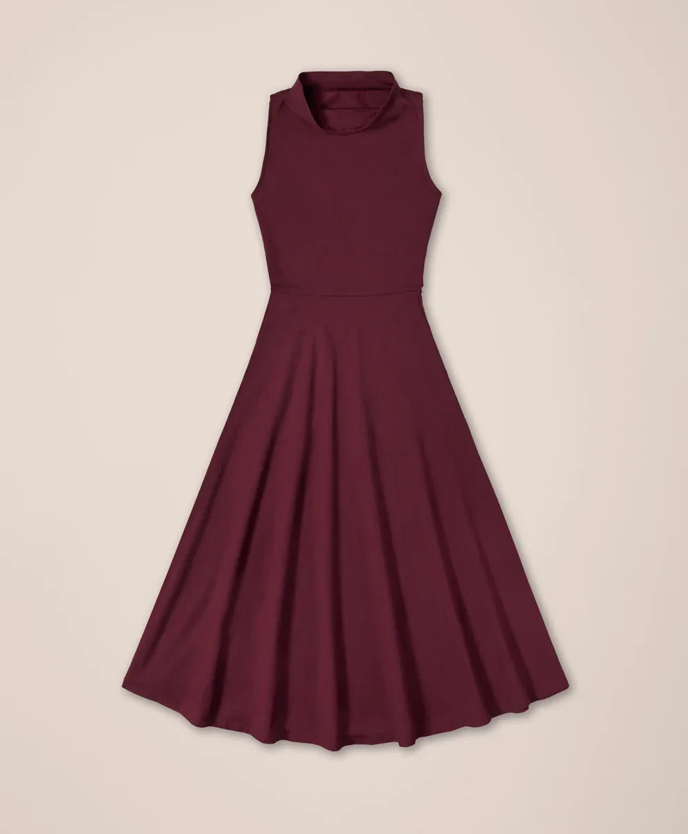 clearance fit & flare cowl neck dress