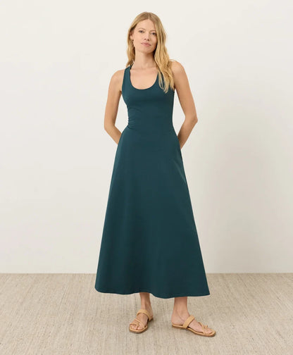 fit & flare open back maxi dress