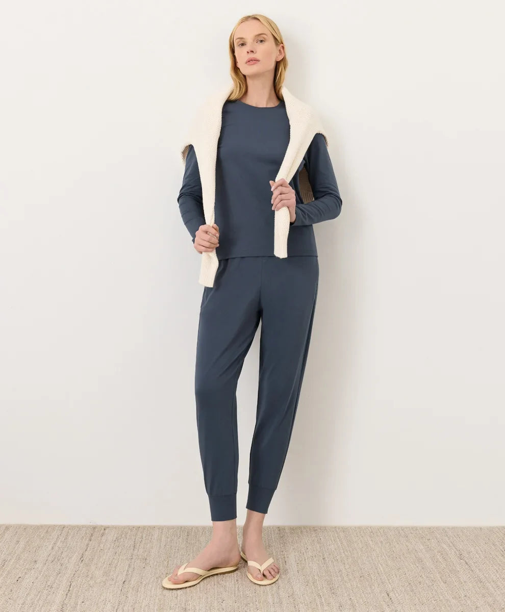 clearance luxe essential crewneck long sleeve tee