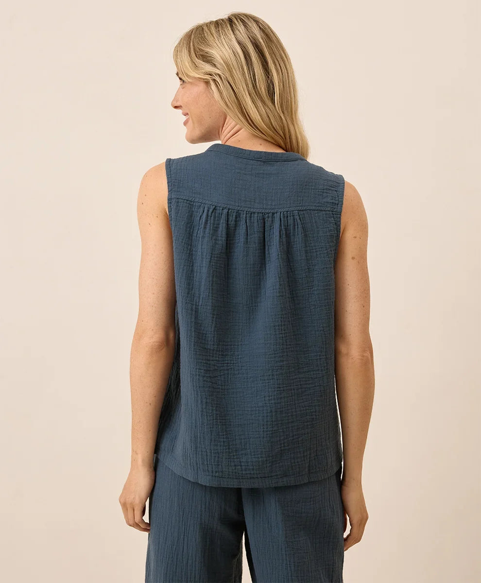 clearance coastal double gauze henley tank