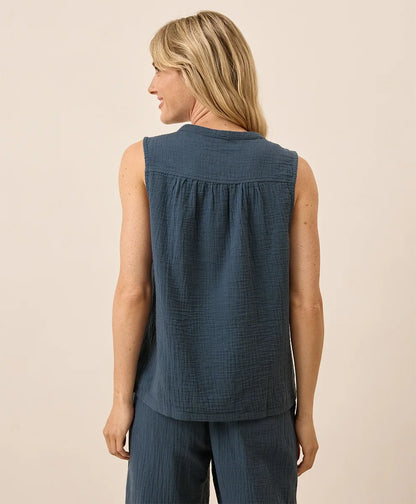 clearance coastal double gauze henley tank