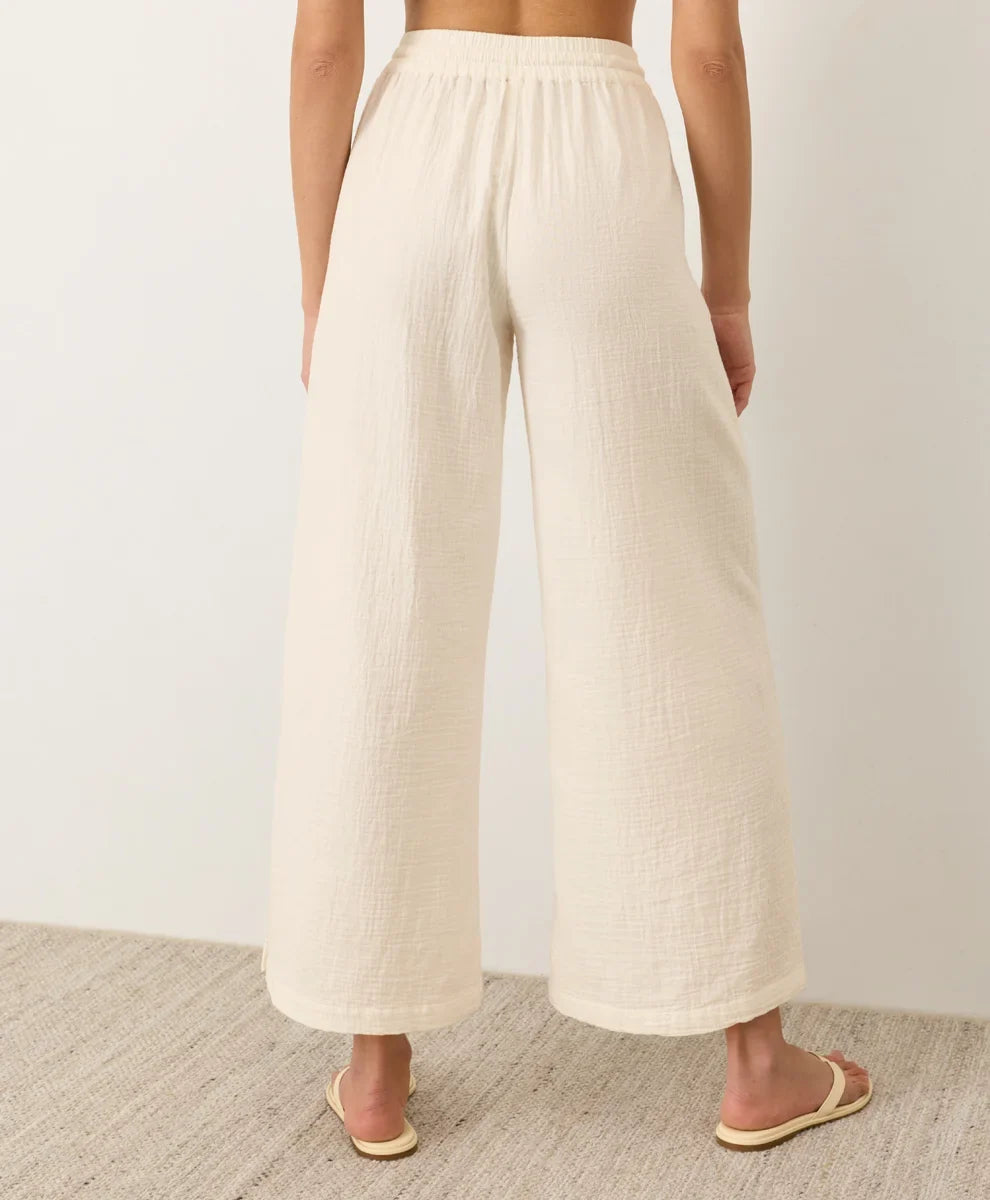 coastal double gauze split hem pant