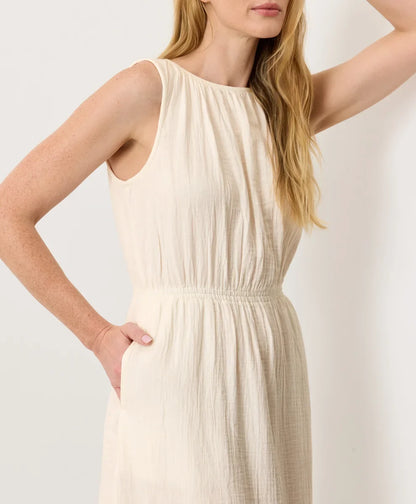 coastal double gauze tiered midi dress