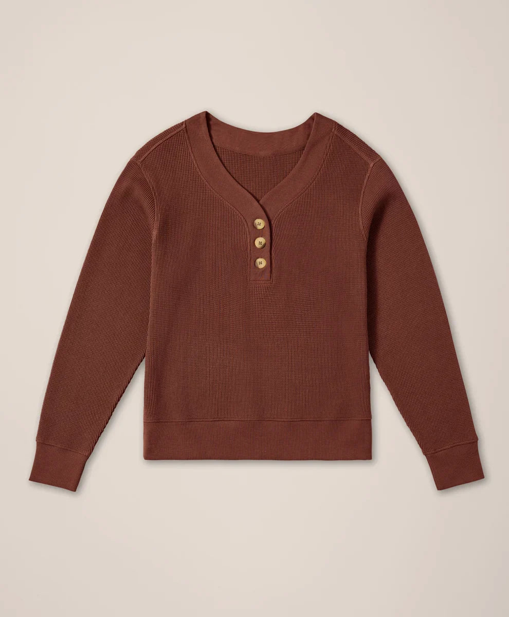 clearance thermal waffle henley pullover