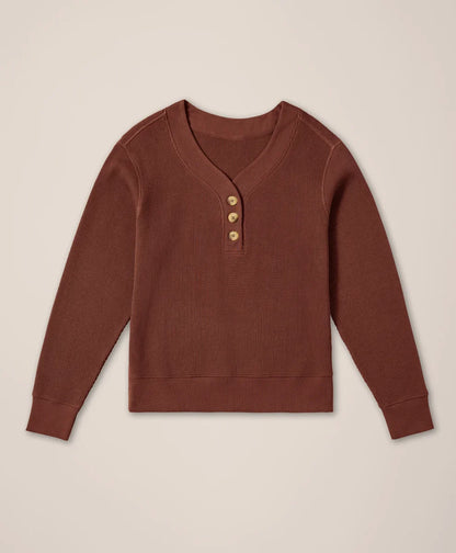 clearance thermal waffle henley pullover
