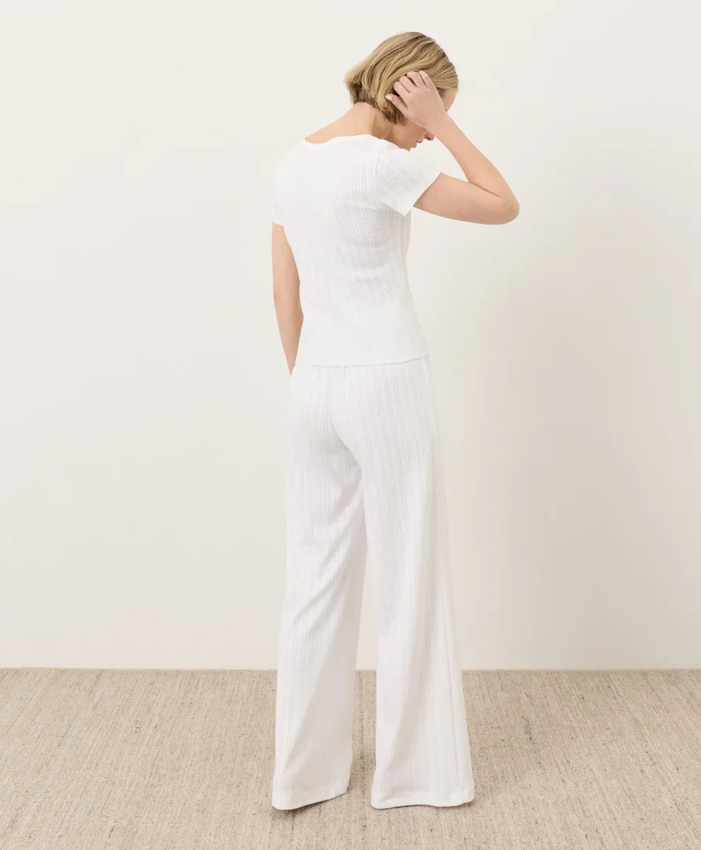 clearance pointelle wide leg pant