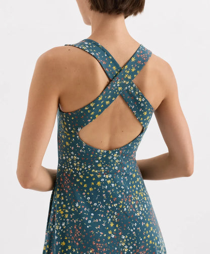 fit & flare open back maxi dress
