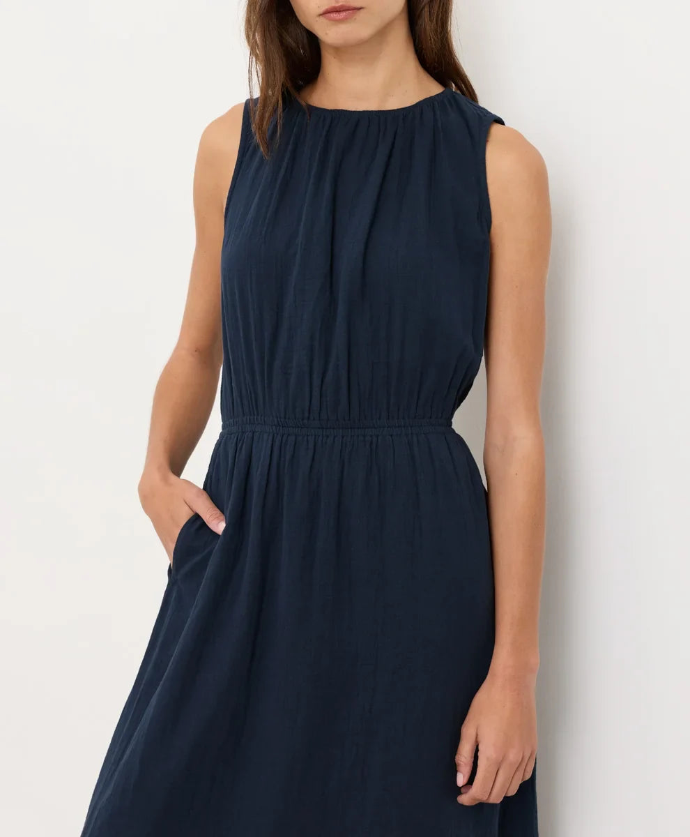 coastal double gauze tiered midi dress