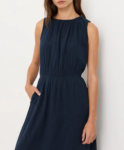 coastal double gauze tiered midi dress