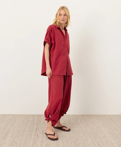 clearance coastal double gauze split hem pant