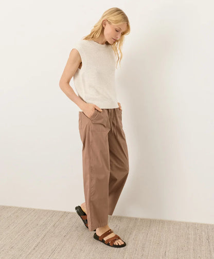 clearance stretch poplin wide leg pant